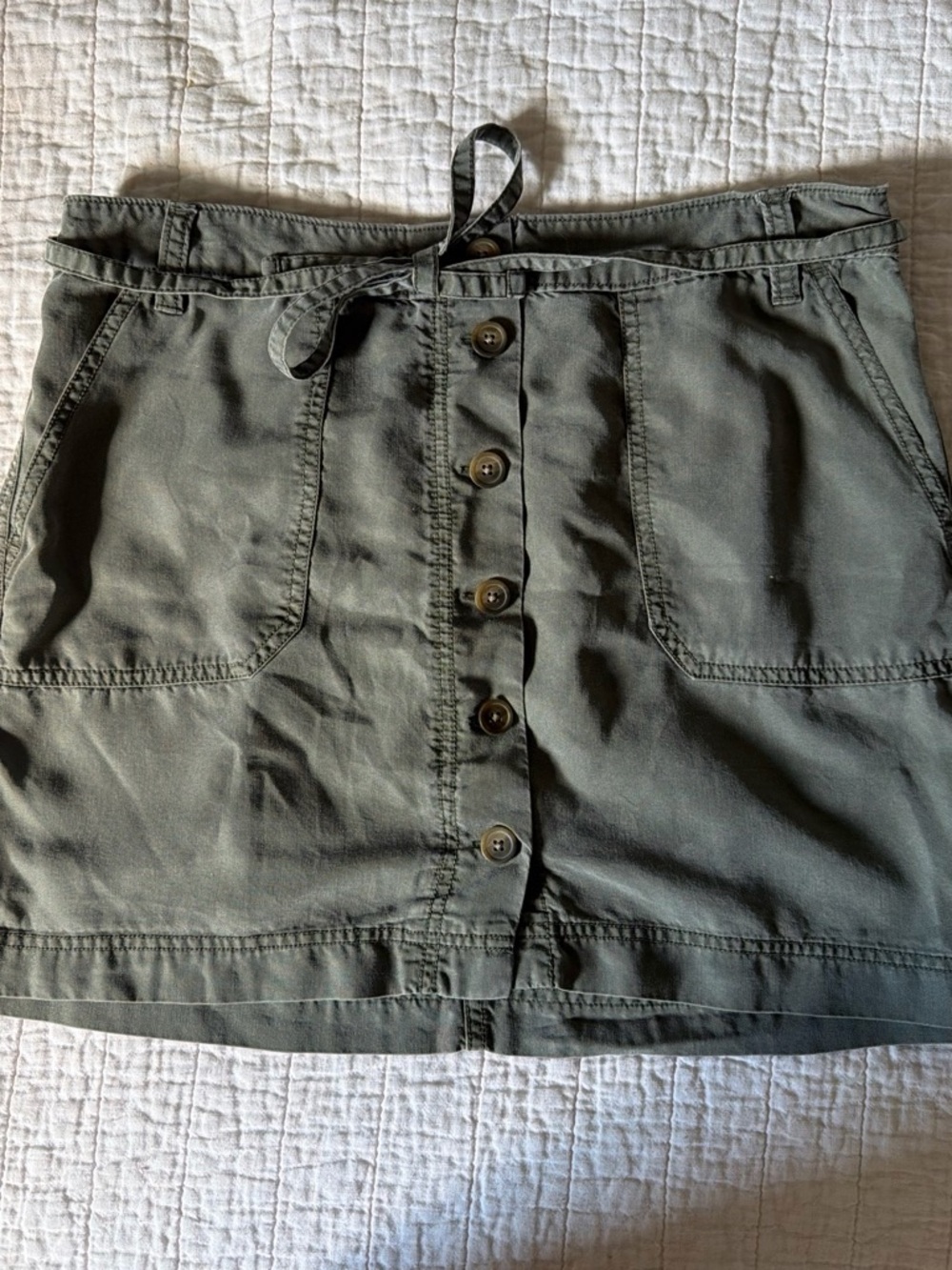 GAP Olive Green Button-Front Mini Skirt